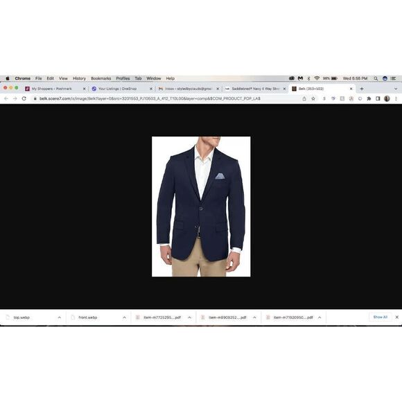 Saddlebred Navy 4 Way Stretch Blazer SZ 42 Short